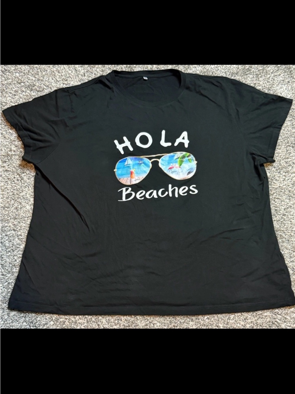 Black 'Hola Beaches' Holiday Graphic Tee